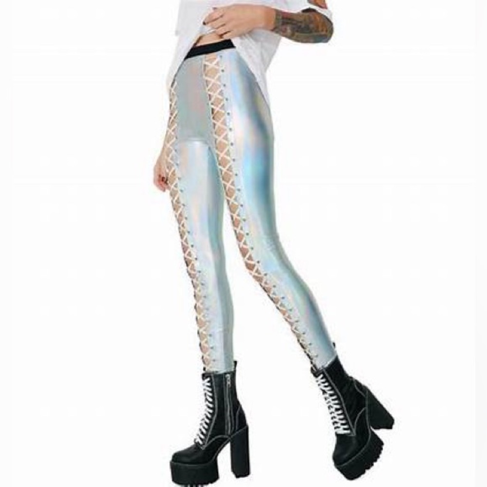 ClubExx Silver LaceUp Leggings